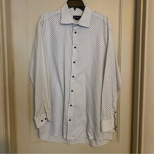 St. Croix Men’s XL Dress Shirt White Black Polka Dot Contemporary Made in Italy